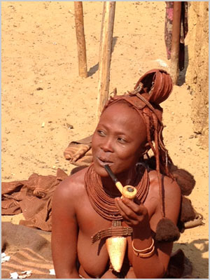Himba woman enjoying a Telford's pipe